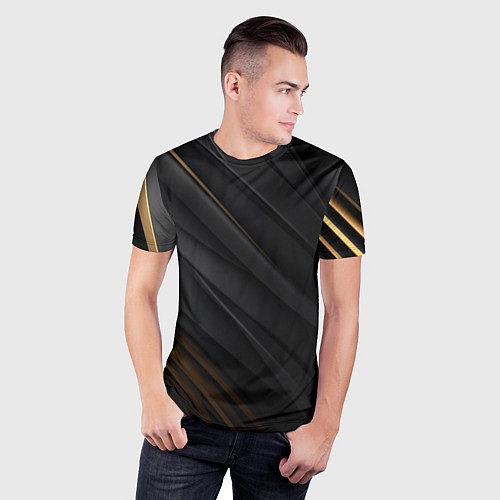 Мужская спорт-футболка Gold luxury black / 3D-принт – фото 3