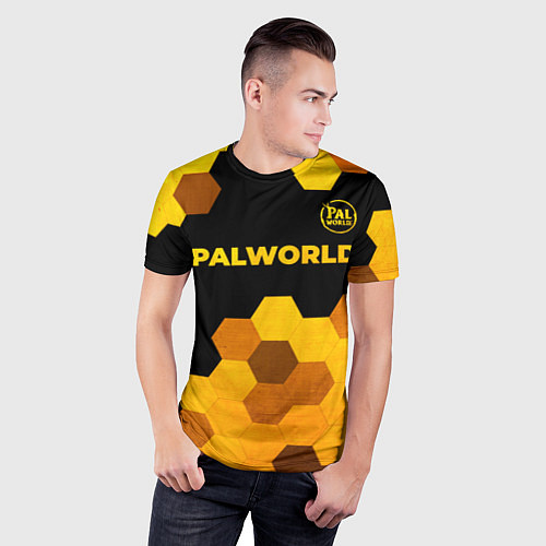 Мужская спорт-футболка Palworld - gold gradient посередине / 3D-принт – фото 3