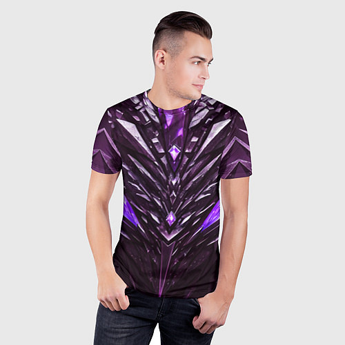 Мужская спорт-футболка Фиолетовые кристаллы и камень / 3D-принт – фото 3