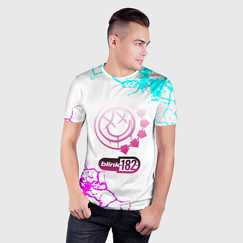 Мужская спорт-футболка Blink 182 неоновые краски / 3D-принт – фото 3