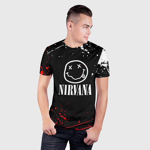 Мужская спорт-футболка Nirvana брызги красок / 3D-принт – фото 3