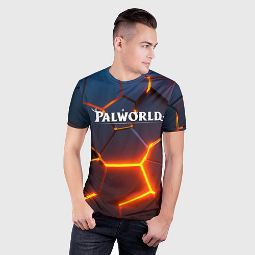 Мужская спорт-футболка Palworld logo разлом плит / 3D-принт – фото 3