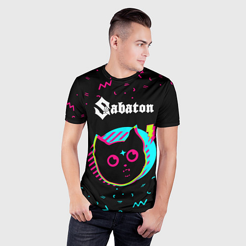 Мужская спорт-футболка Sabaton - rock star cat / 3D-принт – фото 3