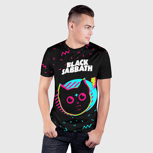 Мужская спорт-футболка Black Sabbath - rock star cat / 3D-принт – фото 3
