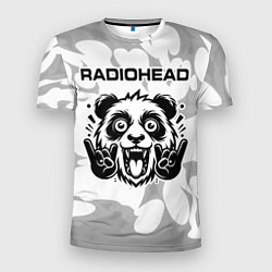 Футболка спортивная мужская Radiohead рок панда на светлом фоне, цвет: 3D-принт