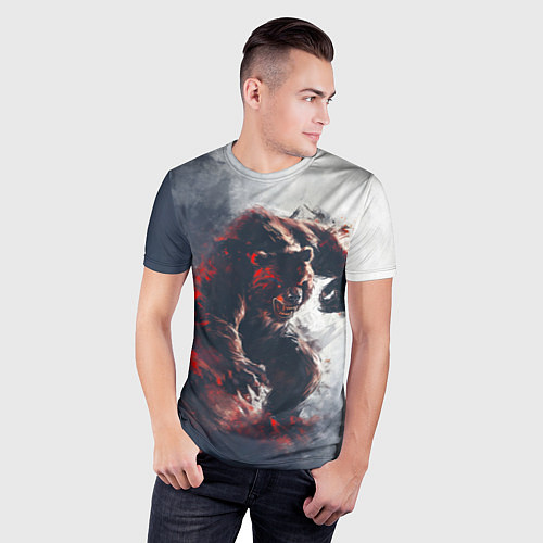 Мужская спорт-футболка Angry bear / 3D-принт – фото 3