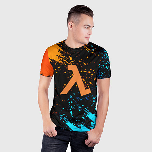 Мужская спорт-футболка Half life текстура краски / 3D-принт – фото 3