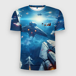 Мужская спорт-футболка Mass Effect - space neon