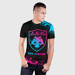 Футболка спортивная мужская AEK Athens - neon gradient, цвет: 3D-принт — фото 2