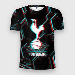 Футболка спортивная мужская Tottenham FC в стиле glitch на темном фоне, цвет: 3D-принт