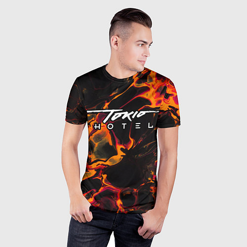 Мужская спорт-футболка Tokio Hotel red lava / 3D-принт – фото 3
