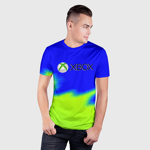 Мужская спорт-футболка Xbox кислотный стиль текстура / 3D-принт – фото 3