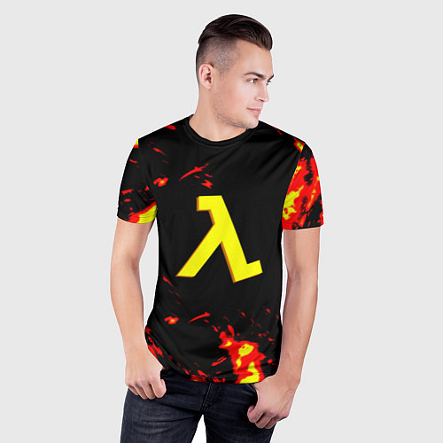 Мужская спорт-футболка Half life огненный стиль лава / 3D-принт – фото 3