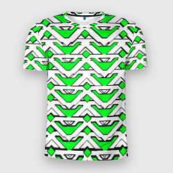 Футболка спортивная мужская Бело-зелёный узор, цвет: 3D-принт
