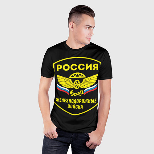 Мужская спорт-футболка Железнодорожные войска - Россия / 3D-принт – фото 3