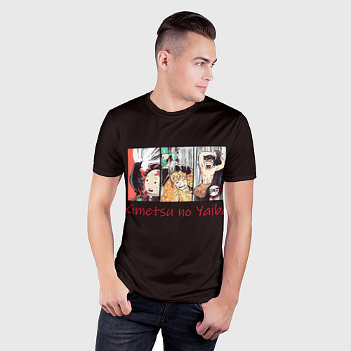 Мужская спорт-футболка Танджиро, Зеницу и Иноске / 3D-принт – фото 3