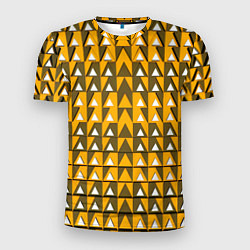 Футболка спортивная мужская Узор из треугольников жёлтый, цвет: 3D-принт