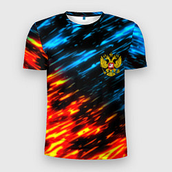 Футболка спортивная мужская Герб России огненный стиль, цвет: 3D-принт