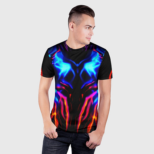 Мужская спорт-футболка Неоновый киберкостюм / 3D-принт – фото 3