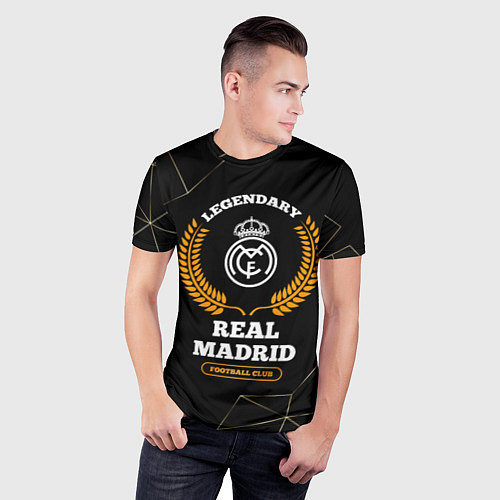 Мужская спорт-футболка Лого Real Madrid и надпись legendary football club / 3D-принт – фото 3