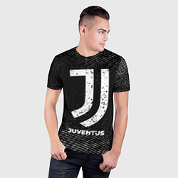 Футболка спортивная мужская Juventus с потертостями на темном фоне, цвет: 3D-принт — фото 2