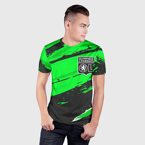 Мужская спорт-футболка Lyon sport green / 3D-принт – фото 3