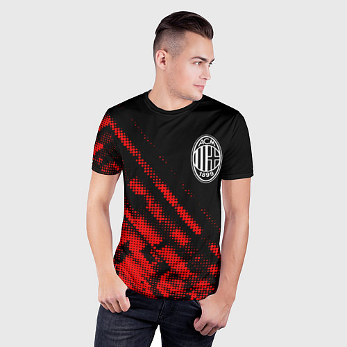 Мужская спорт-футболка AC Milan sport grunge / 3D-принт – фото 3