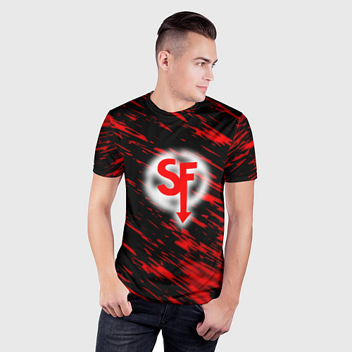 Мужская спорт-футболка Sally face красные искры / 3D-принт – фото 3