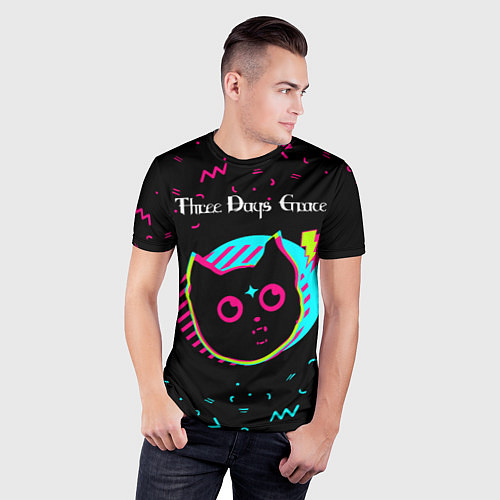 Мужская спорт-футболка Three Days Grace - rock star cat / 3D-принт – фото 3