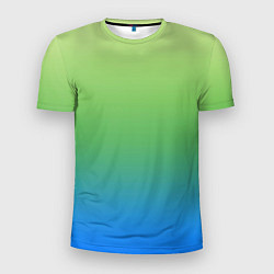 Мужская спорт-футболка Градиент зелёно-голубой