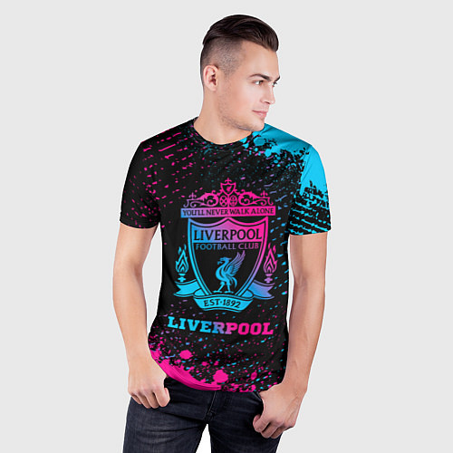 Мужская спорт-футболка Liverpool - neon gradient / 3D-принт – фото 3