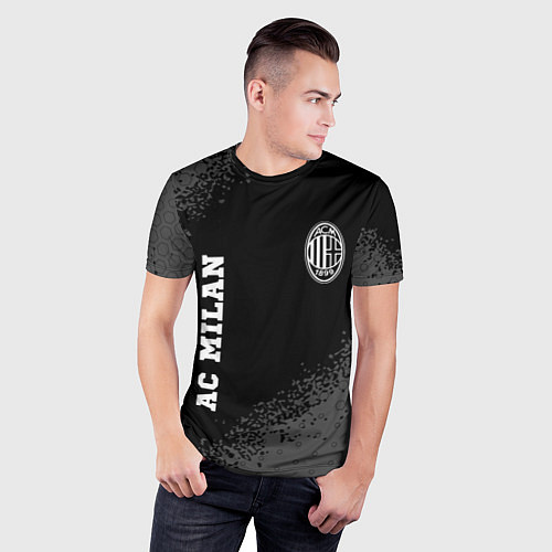 Мужская спорт-футболка AC Milan sport на темном фоне вертикально / 3D-принт – фото 3