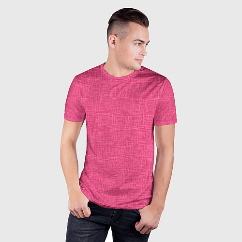 Мужская спорт-футболка Текстура однотонный розовый Барби / 3D-принт – фото 3