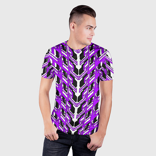 Мужская спорт-футболка Фиолетовая техно броня / 3D-принт – фото 3