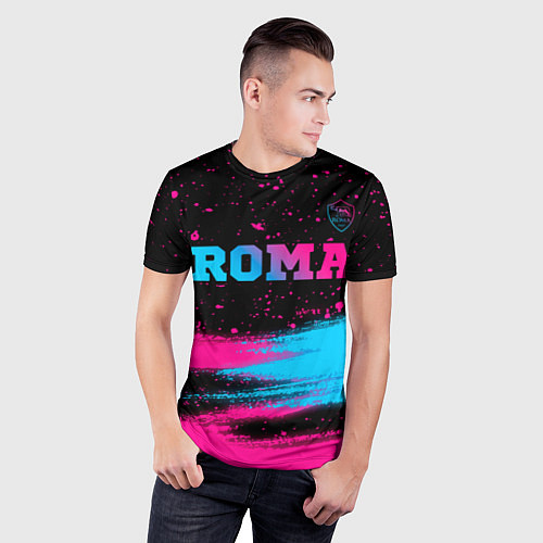 Мужская спорт-футболка Roma - neon gradient посередине / 3D-принт – фото 3