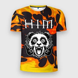 Футболка спортивная мужская HIM рок панда и огонь, цвет: 3D-принт