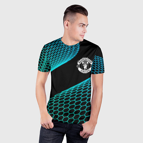 Мужская спорт-футболка Manchester United football net / 3D-принт – фото 3