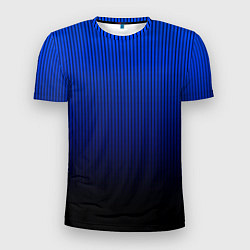 Футболка спортивная мужская Полосатый градиент сине-чёрный, цвет: 3D-принт