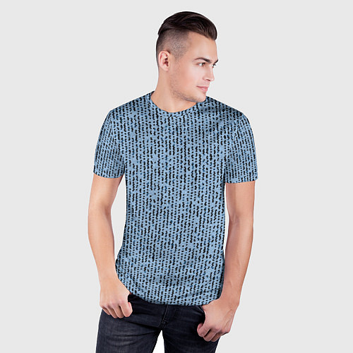 Мужская спорт-футболка Голубой с чёрным мелкая мозаика / 3D-принт – фото 3