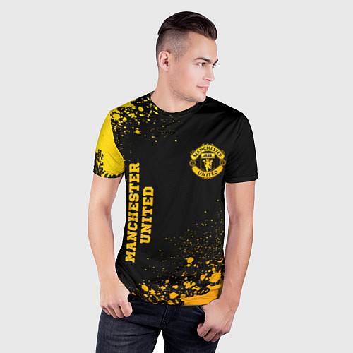 Мужская спорт-футболка Manchester United - gold gradient вертикально / 3D-принт – фото 3