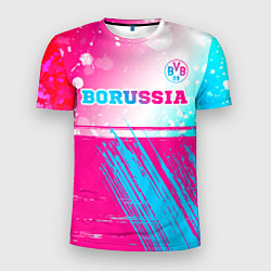 Футболка спортивная мужская Borussia neon gradient style посередине, цвет: 3D-принт