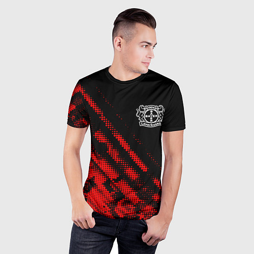 Мужская спорт-футболка Bayer 04 sport grunge / 3D-принт – фото 3