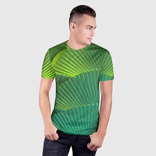 Мужская спорт-футболка Объемные веерные столбики / 3D-принт – фото 3