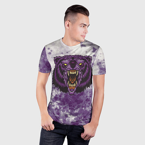Мужская спорт-футболка Фиолетовый медведь голова / 3D-принт – фото 3