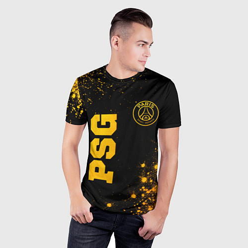 Мужская спорт-футболка PSG - gold gradient вертикально / 3D-принт – фото 3