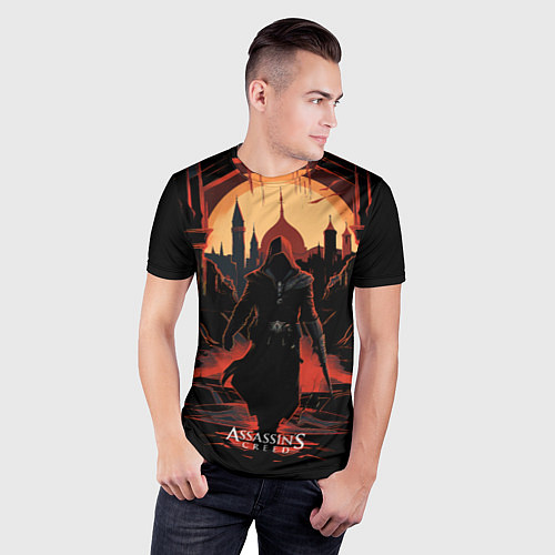 Мужская спорт-футболка Assassins creed заброшенный старый город / 3D-принт – фото 3