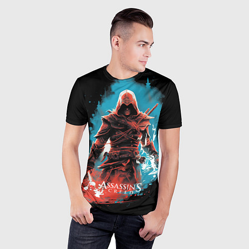 Мужская спорт-футболка Assassins creed фон абстрактный / 3D-принт – фото 3