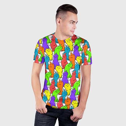 Мужская спорт-футболка Весёлые цветные презервативы / 3D-принт – фото 3
