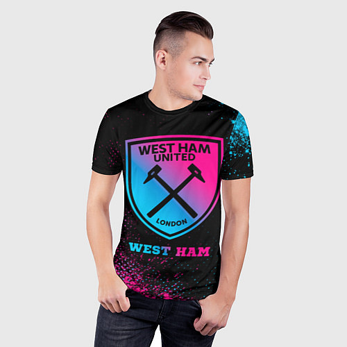 Мужская спорт-футболка West Ham - neon gradient / 3D-принт – фото 3