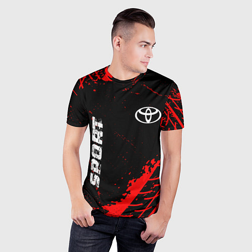 Мужская спорт-футболка Toyota red sport tires / 3D-принт – фото 3